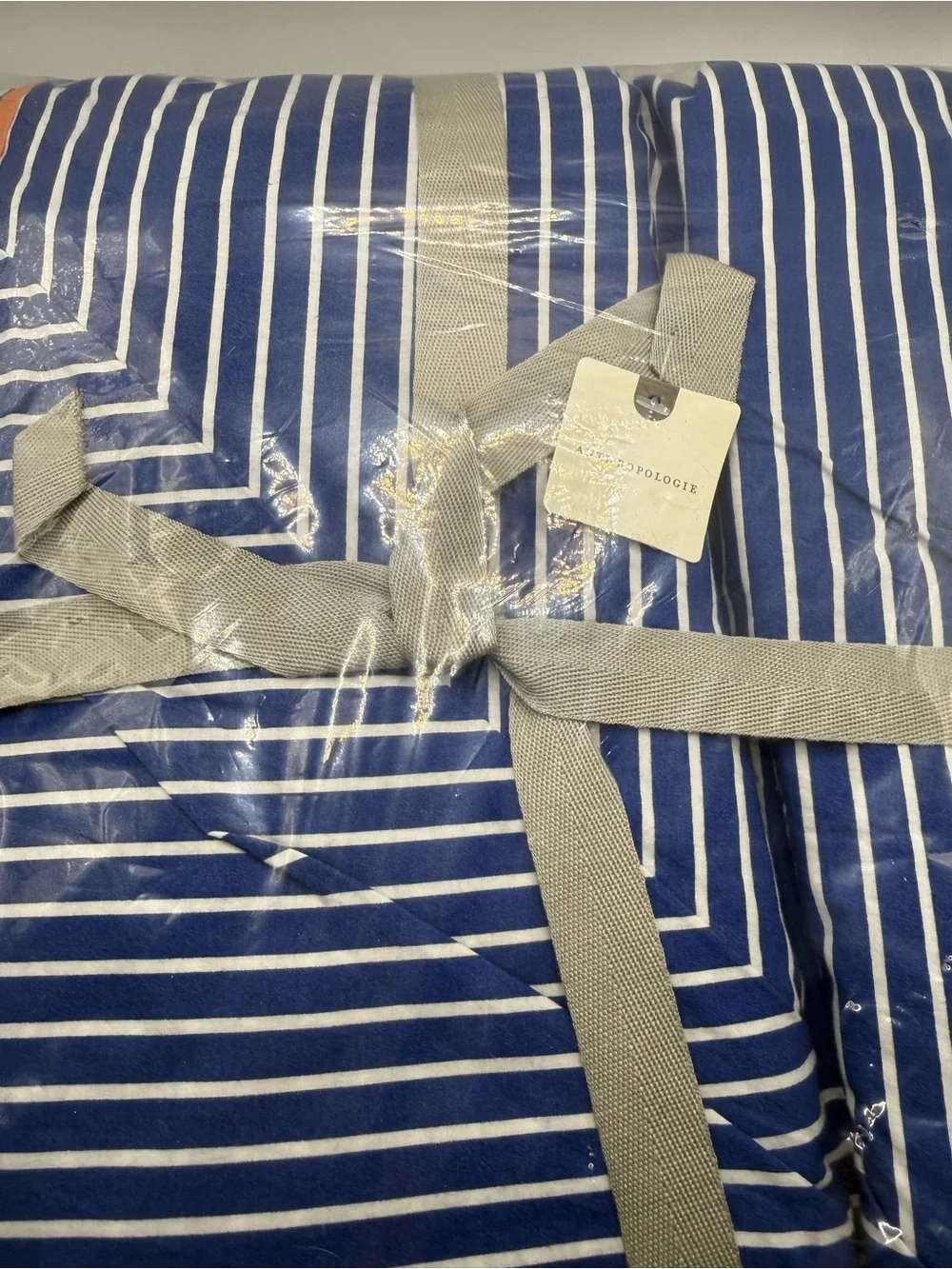 Anthropologie Livia Blue Stripe King Duvet Cover & 2 King Shams NWT